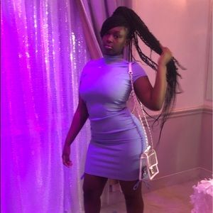 Light Blue Fitted Drawstring Dress